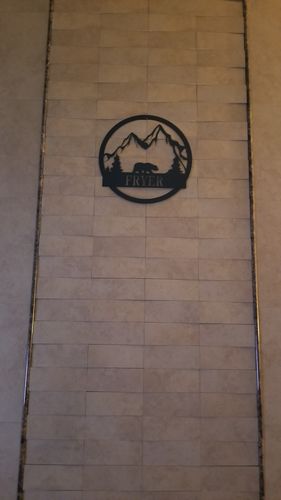 Customer photo review of Personalized Bear and Mountain Sign