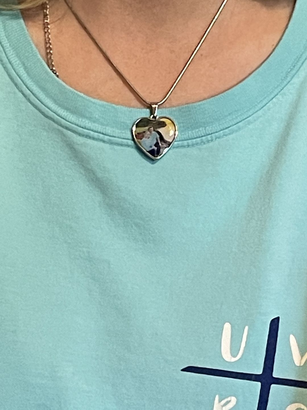 Customer photo review of "To My Wife - You Make Me One Happy Camper" - Custom Heart Necklace