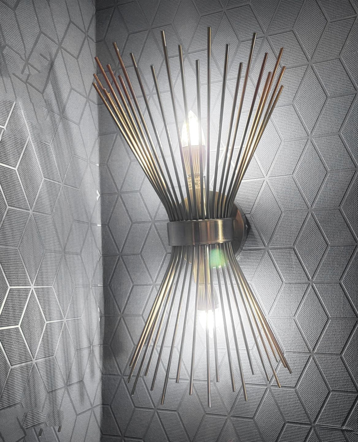 Customer photo review of Mid-Century Modern Brass Starburst Wall Sconce Light