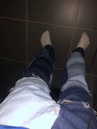 Customer photo review of Wash Splice Casual Tassel Jeans