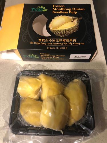 Customer photo review of Frozen Monthong Durian Seedless Pulp 金枕头冷冻无籽榴莲果肉400g (1盒/Pack)