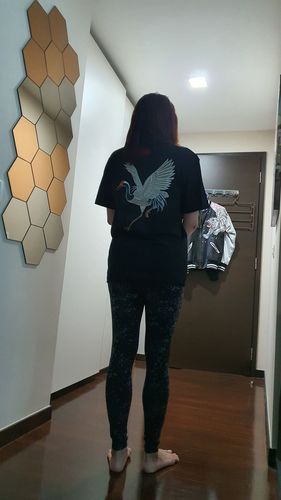 Customer photo review of Embroidered Crane Sukajan T-shirt