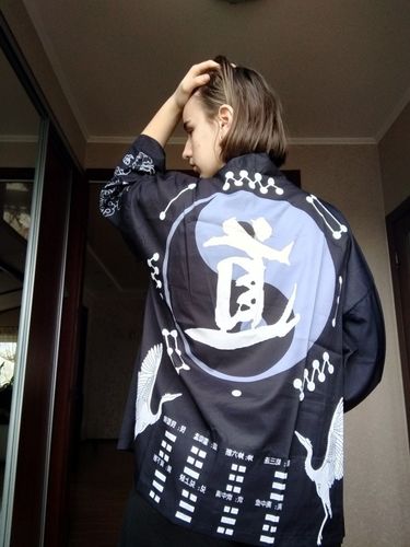 Customer photo review of Japanese Crane Kimono Shirt