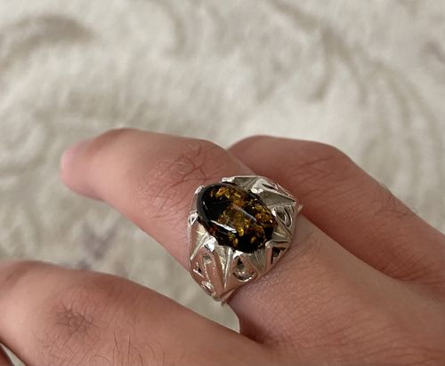 Customer photo review of Handmade Sterling Silver Amber Ring for | AlAliGems | Persian Ring Jewelry US Size 8.5