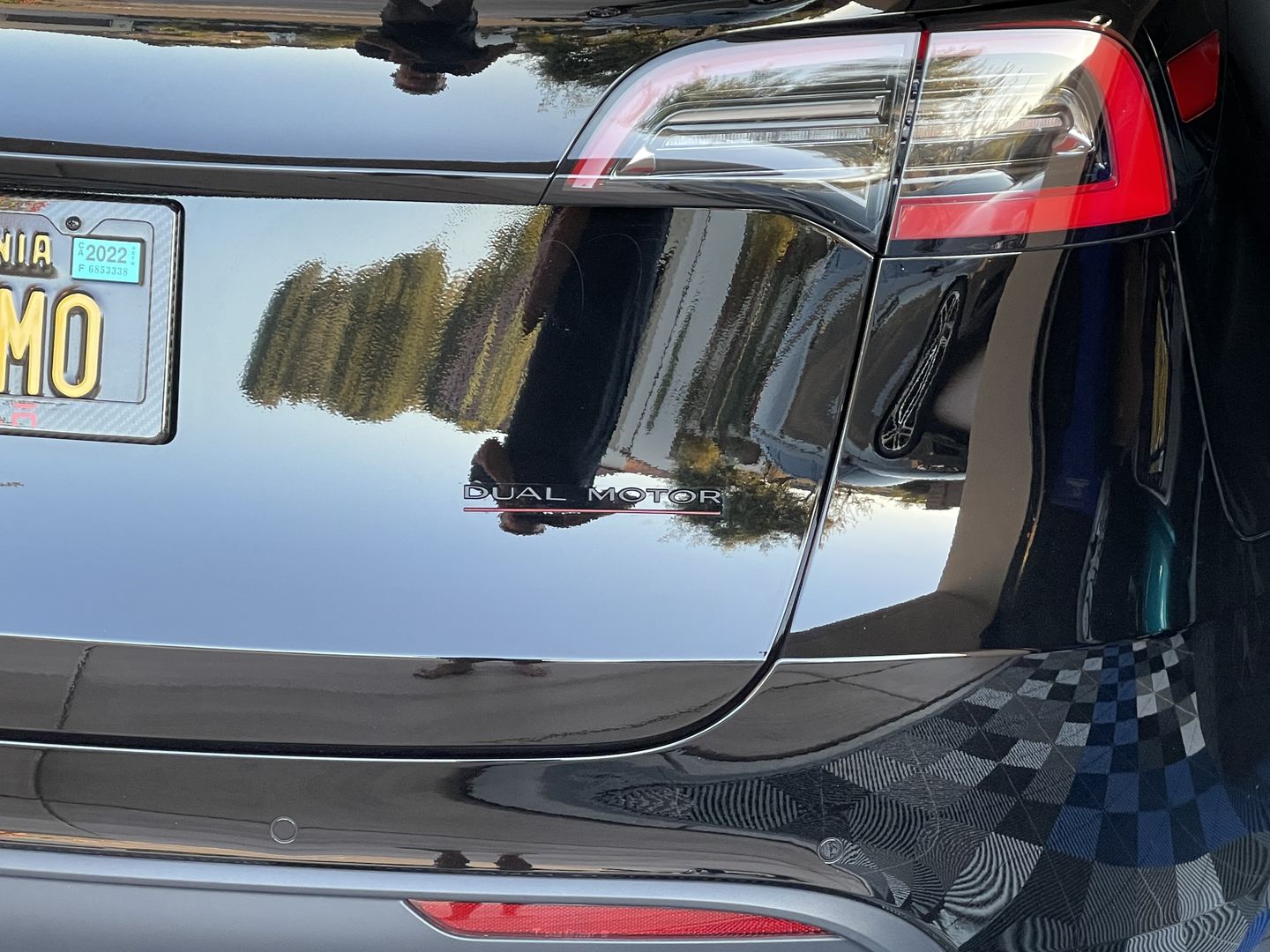 Customer photo review of DUAL MOTOR Trunk Badge Emblems for All Teslas (5 color options)