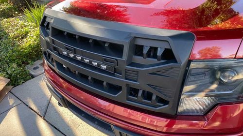 Customer photo review of Armor Grille w/Off-Road Lights, Replaceable Letters- Matte Black for 2009-2014 Ford F150