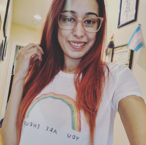 Customer photo review of You Are Enough (Rainbow) -- Crop T-Shirt