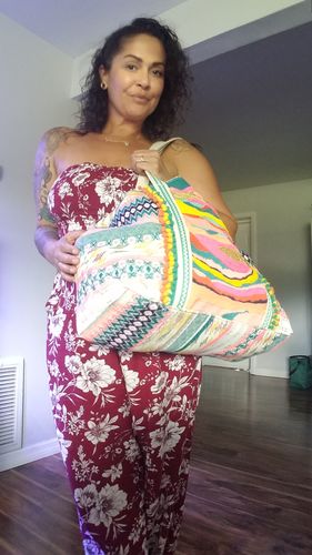 Customer photo review of Daphne Embellished Multi-colored Hand Beaded Tote