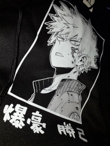 Customer photo review of Harajuku Style My Hero Academia Bakugou Hoodie