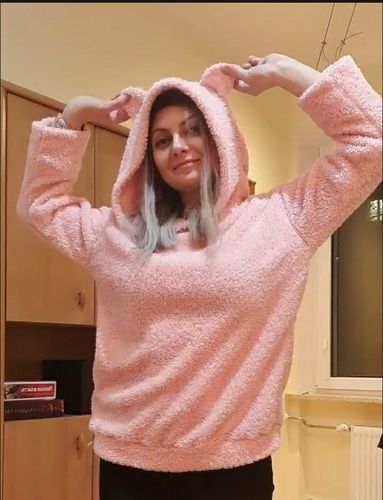 Customer photo review of Kawaii Style Fuzzy Bear Hoodie