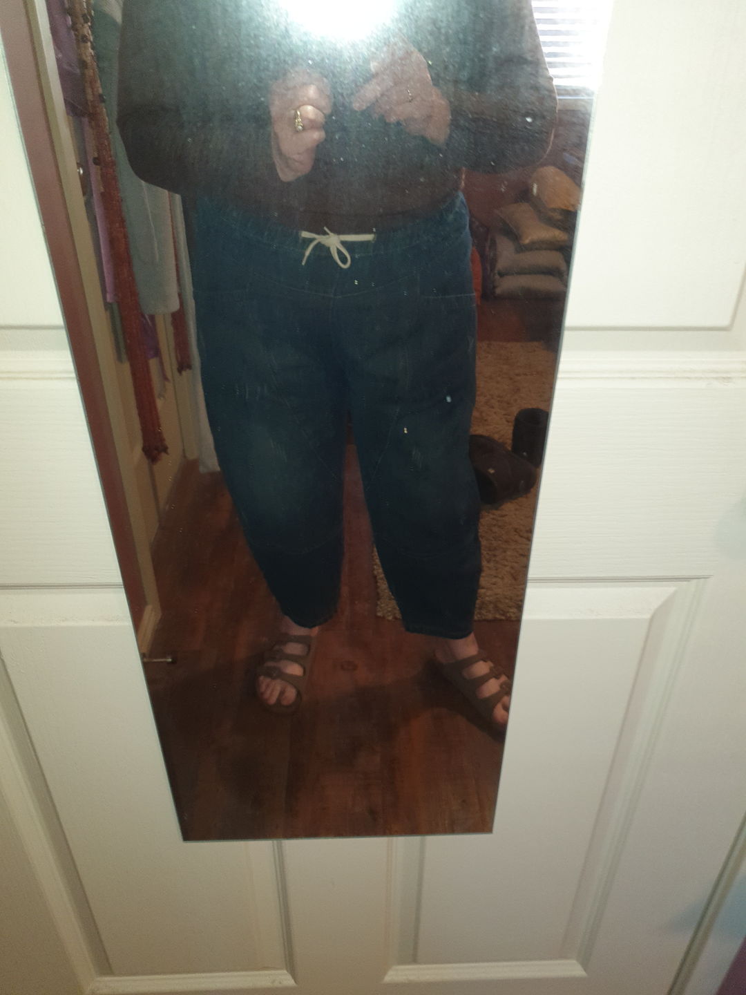 Customer photo review of Plus Size - Vintage Loose Elastic Waist Spliced Distressed Jeans