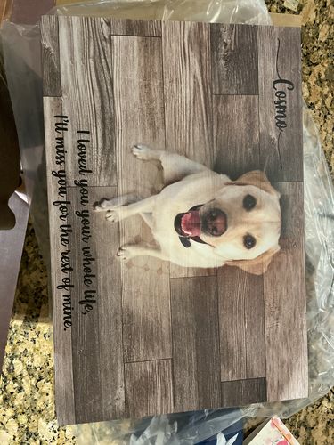 Customer photo review of Wooden Animal Portrait Sign | Personalized Canvas Wall Art