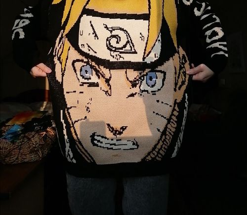 Customer photo review of Harajuku Style Naruto All Over Print Knit Sweater