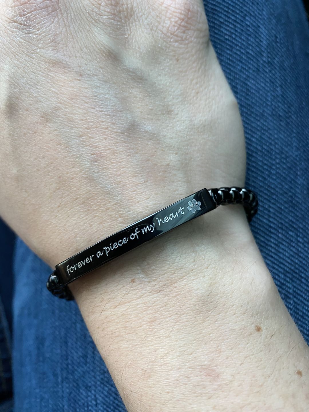 Customer photo review of 5mm Round Box Engravable Steel ID Bracelet