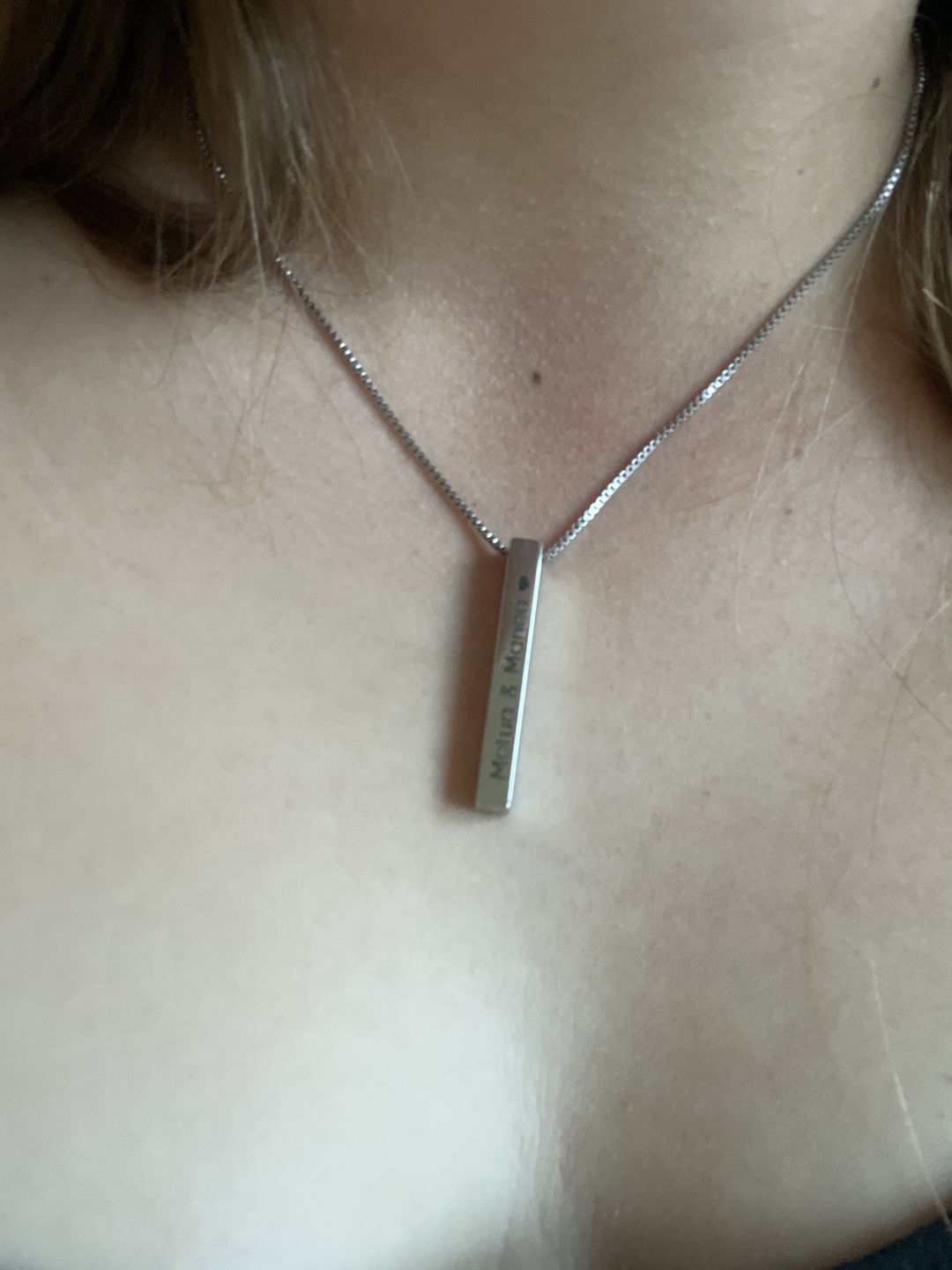 Customer photo review of Collier Personnalisé Barre 3D