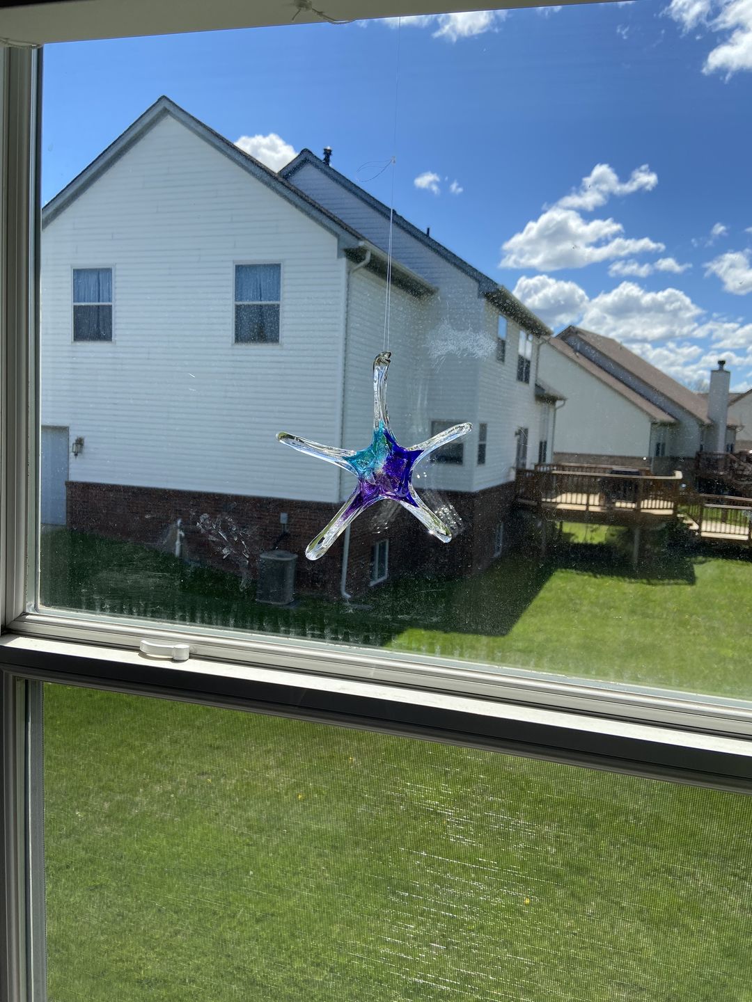 Customer photo review of Dichroic Starfish Suncatcher with Infused Cremains