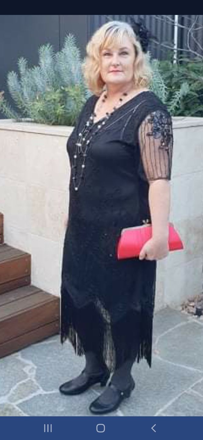 Customer photo review of 1920s Black Evelyn Plus Size Gatsby Dress