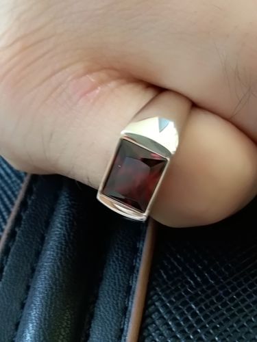 Customer photo review of 10K White Gold Ring for Men with Red Ruby Gemstone 3.40ctw