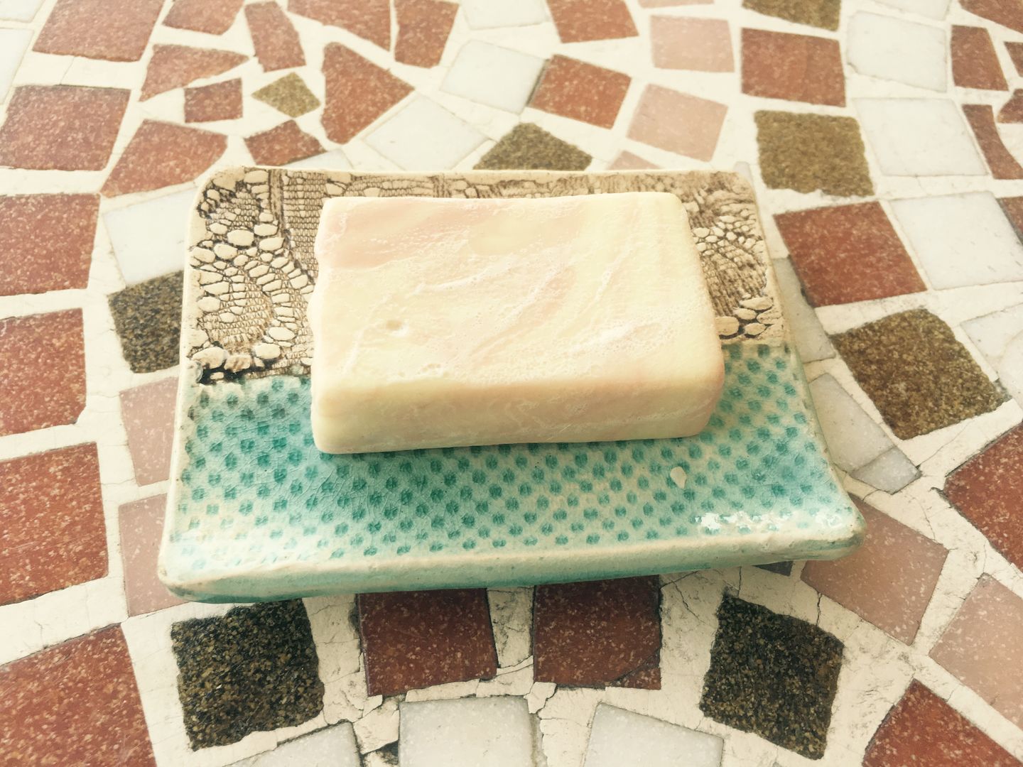 Customer photo review of Seifenschale aus Naturton (Türkis)