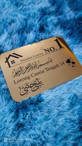 Customer photo review of Modern Mirror Gold House Number & Address Sign | Plat Rumah Acrylic Emas