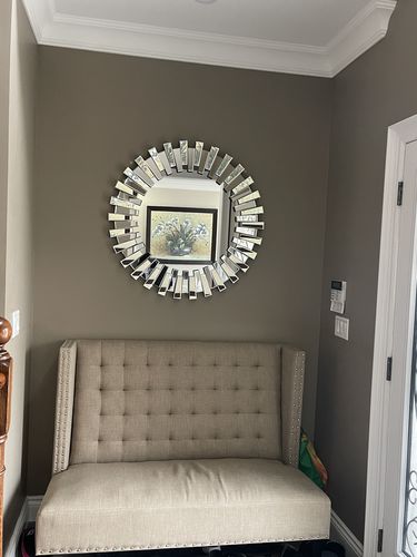 Customer photo review of Elegant Beveled Round Mirror 35"