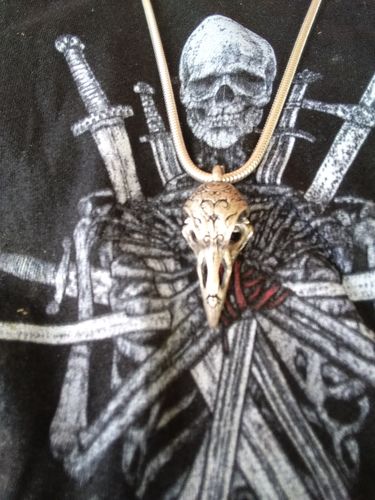 Customer photo review of Silver Raven Skull Pendant
