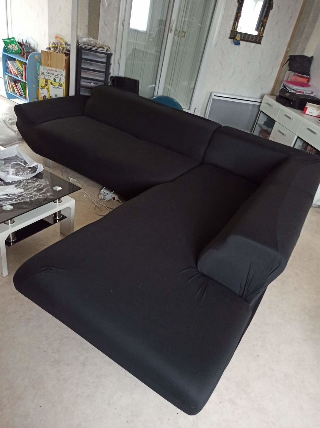 Customer photo review of Noir - Housses Extensibles de Fauteuil et Canapé - La Maison des Housses