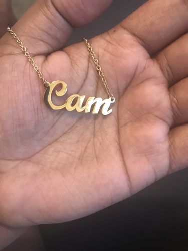 Customer photo review of Custom Name Necklace in 18K Gold Plating
