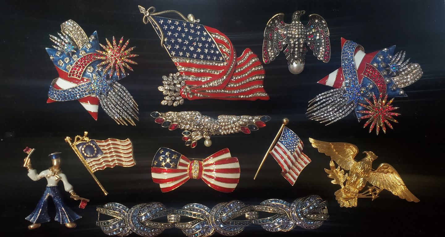 Customer photo review of HEIDI DAUS®"So Swag Pin" Enamel Crystal Flag Patriotic Pin