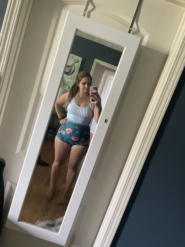 Customer photo review of The Lounger Top | Blue & White Stripes