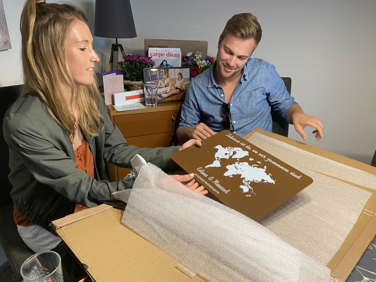 Customer photo review of Geschenk Weltkarte mit Koordinaten - personalisiert