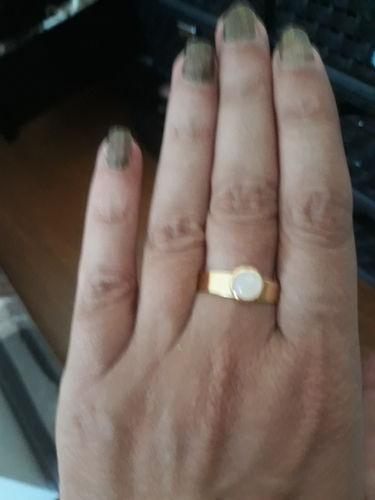 Customer photo review of BAGUE REGLABLE ACIER PIERRE NATURELLE PM