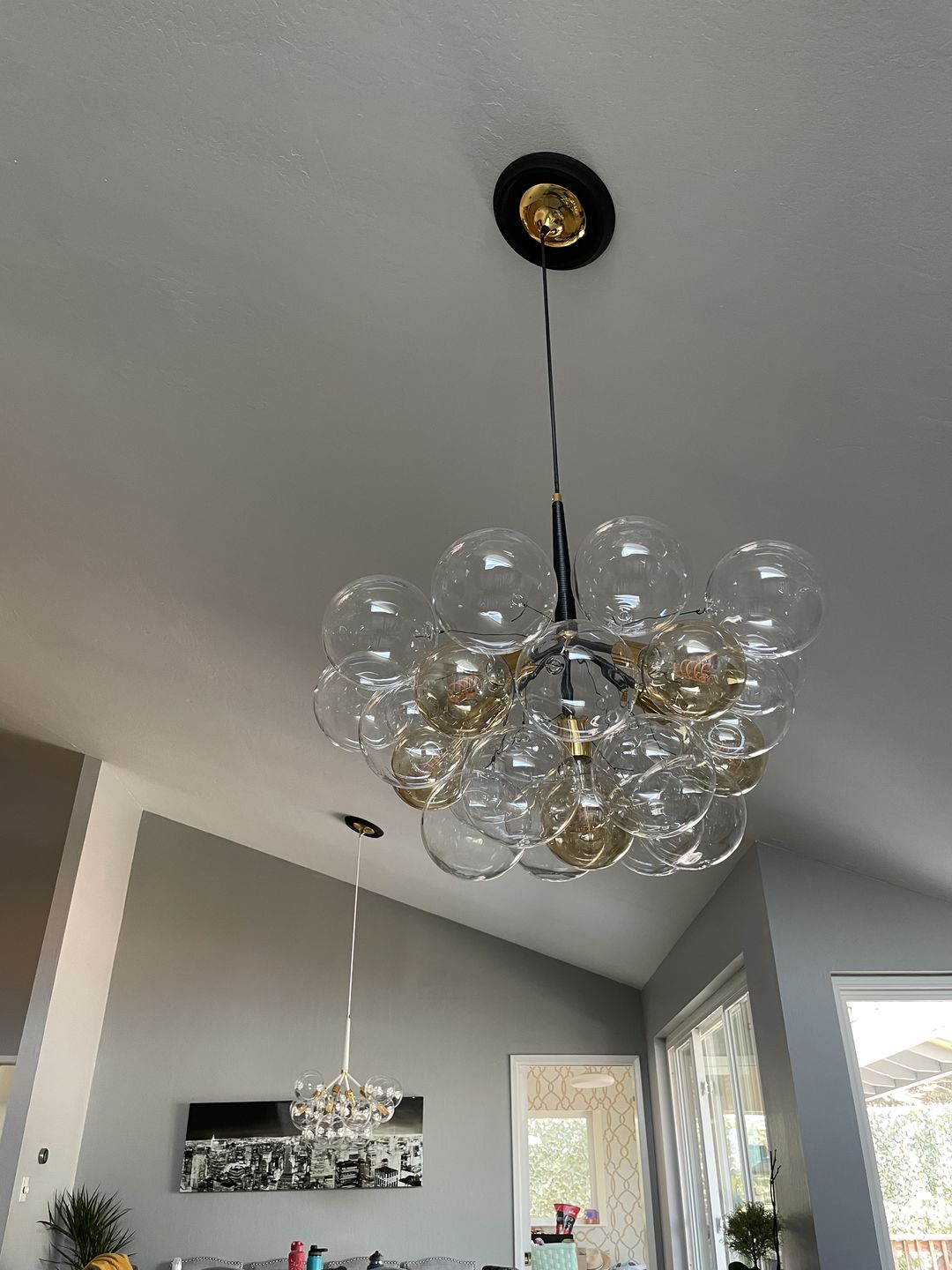 Customer photo review of Modern Clear Glass Bubble Cluster Chandelier