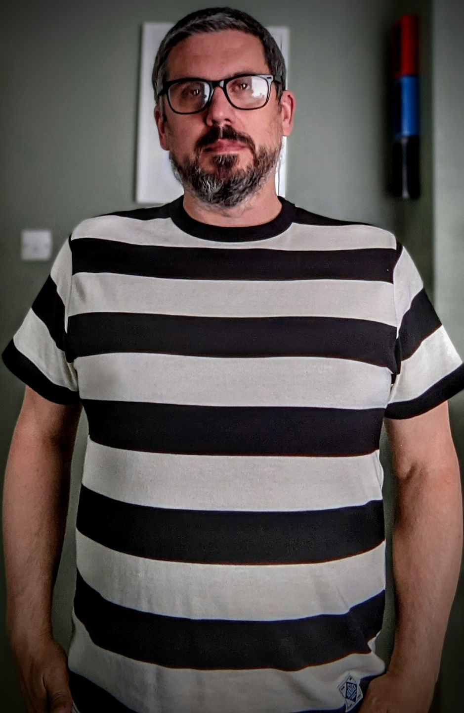 Customer photo review of Heavyweight Cotton Wide Striped T-Shirt - Black/White