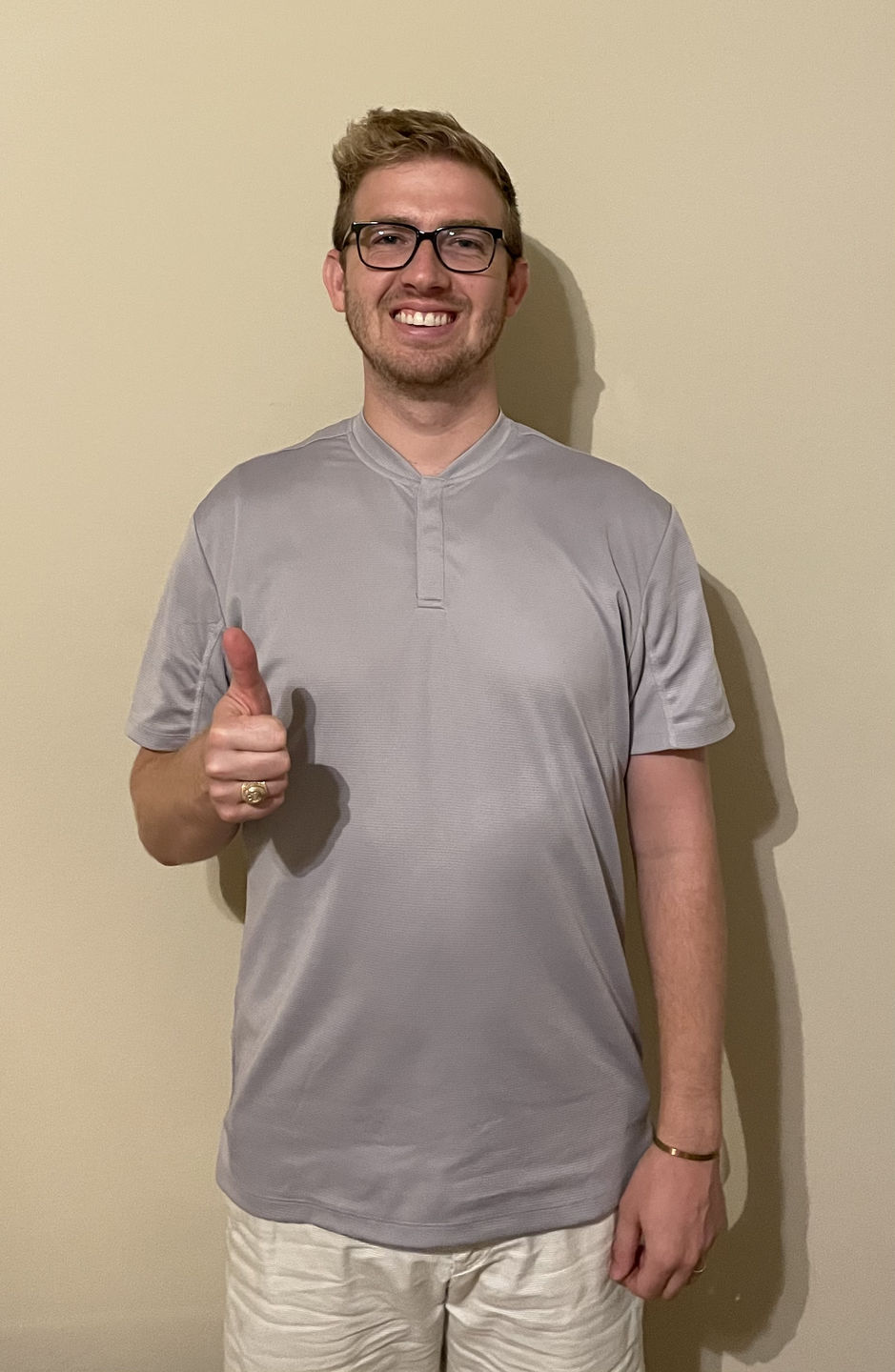 Customer photo review of Pinnacle Lifestyle Light Grey No Collar Polo