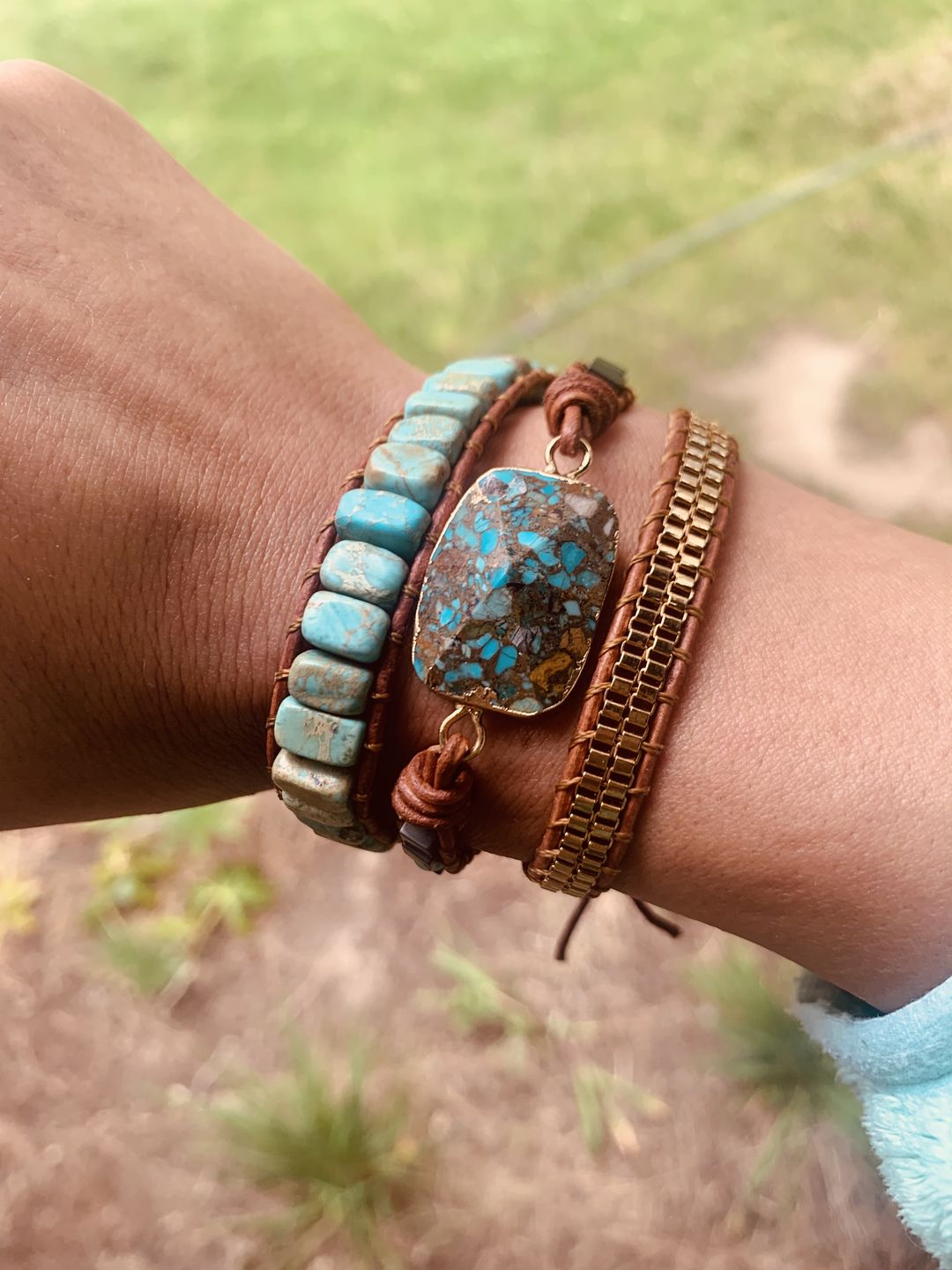 Customer photo review of Turquoise Calming Energy Wrap Bracelet
