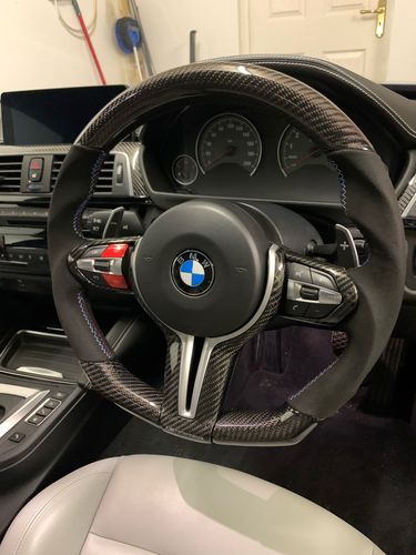 Customer photo review of SHFT BMW F Series Flat Bottom Steering Wheel In Gloss Carbon Fibre & Alcantara