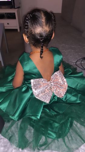 Customer photo review of Cute Girls Sequined Bow Puffy Princess Dress