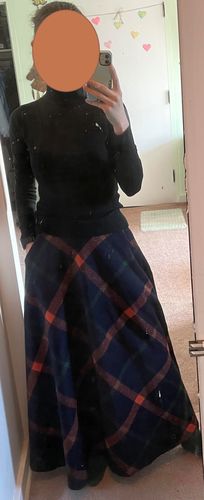 Customer photo review of A Line Elastic Waist Plaid Wool Skirt 2709#