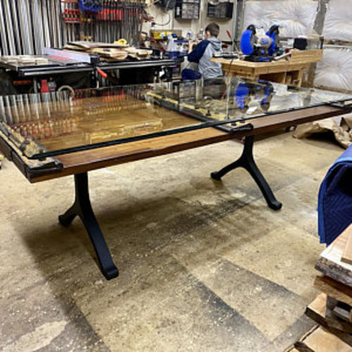 Customer photo review of 401 Wishbone Handmade Metal Table Legs & Bench Legs |  Set Of 2 Pcs, Easy Assembly Furniture Legs, For Live Edge Table Tops, Dining Table Tops, Console Table Tops...| FLOWYLINE DESIGN