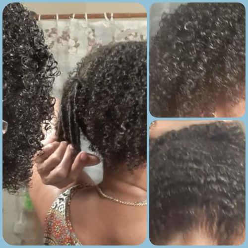 Customer photo review of Curly Hair Wash and Go System with Organic Hemp Seed Oil for Hair Growth with Watermelon Fragrance (Step 1 - 4)