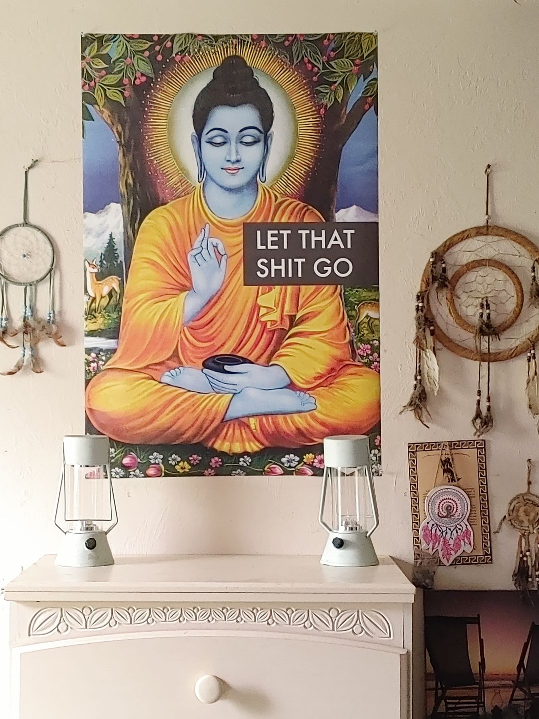 Customer photo review of Let That Shit Go Buddha Poster