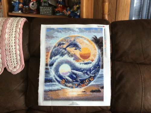 Customer photo review of American Diamond Art Yin and Yang Dolphins Diamond Painting PL00440