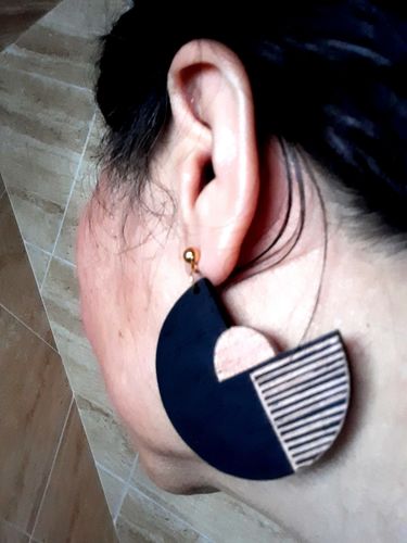 Customer photo review of Takipsilim Wooden Earrings
