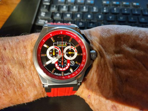 Customer photo review of Strat-3 - Red Titanium Swiss Sport Chrono Watch