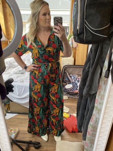 Customer photo review of Jaguar Paradise Black Animal Print Jumpsuit