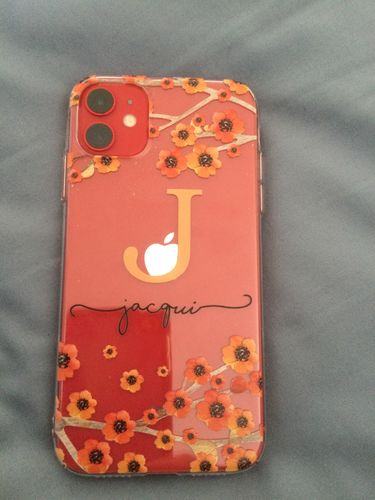 Customer photo review of Personalised Orange Flowers iPhone Case