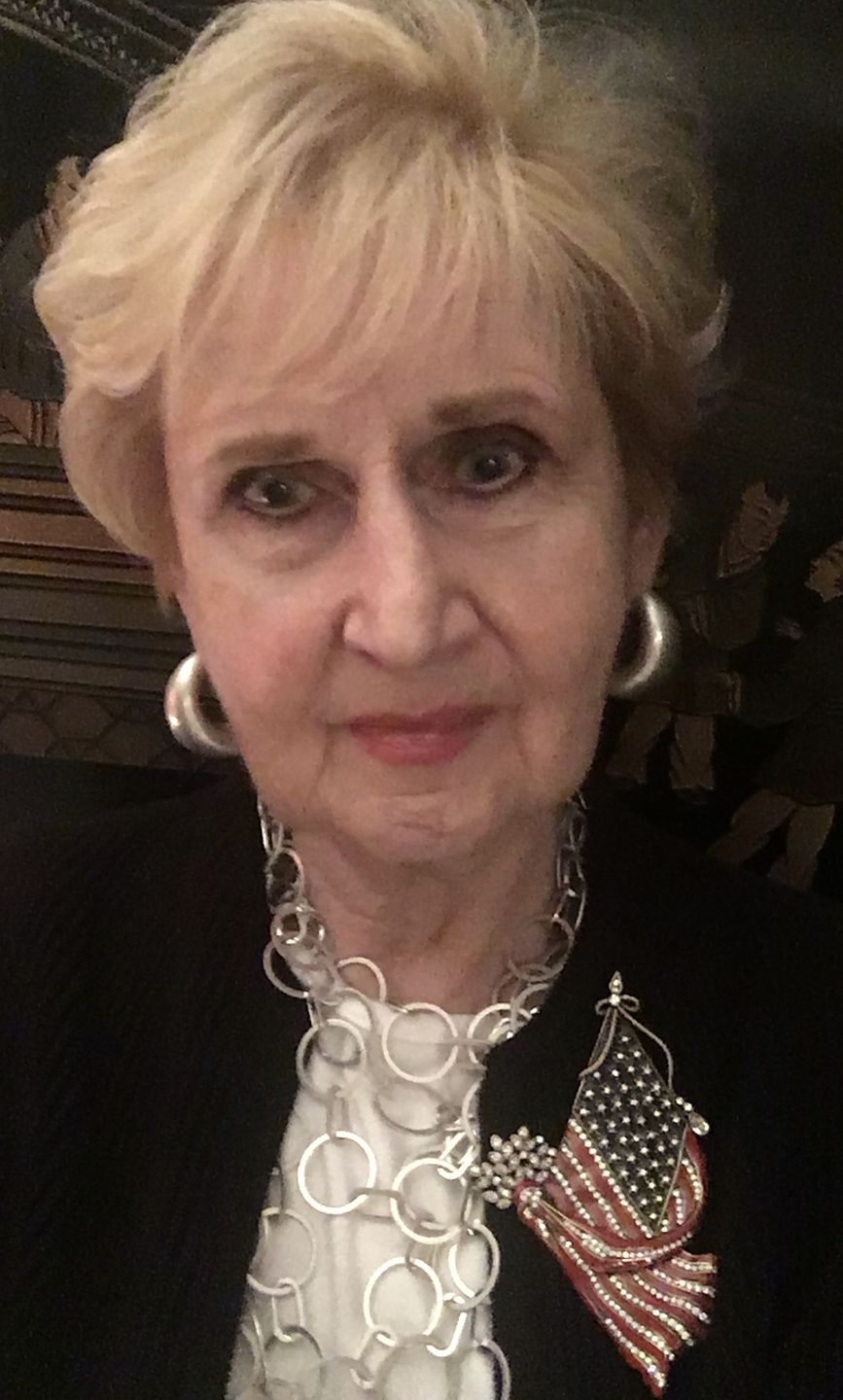 Customer photo review of HEIDI DAUS®"So Swag Pin" Enamel Crystal Flag Patriotic Pin