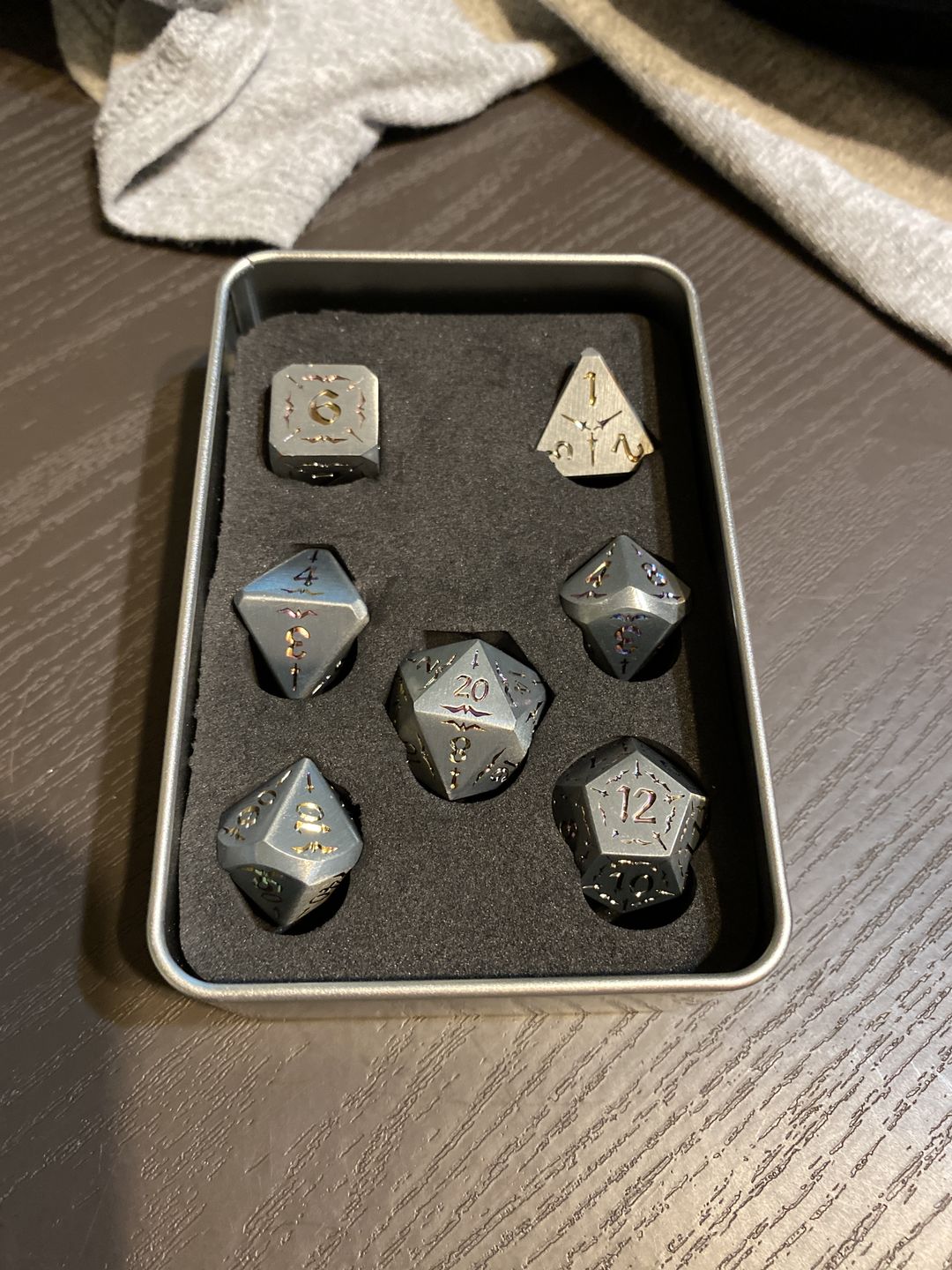 Customer photo review of SWORD OF THE HOLY KNIGHT METAL DICE SET