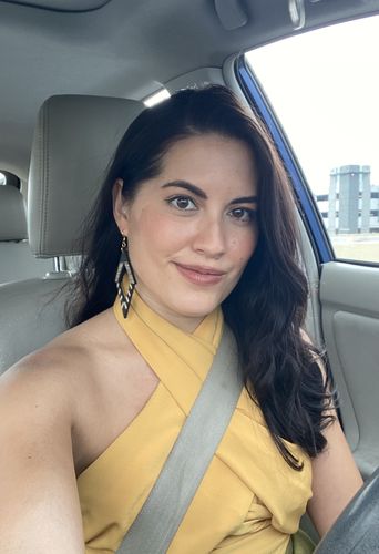 Customer photo review of Tala Wooden Earrings